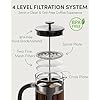 34 Ounce 1 Liter French Press Coffee Maker, Heat Resistant Thickened Borosilicate Glass Stainless Steel Brewer, Cold Brew Cafetera Teapot for Kitchen Travel Camping, Dark Pewter