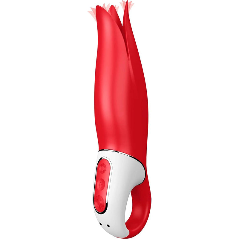 Power Flower Vibrator - G-Spot And Clitoris Stimulator, Vibrating Dildo, Fluttering Petals, 12 Vibration Programs, Retaining Ring - Soft Silicone, Waterproof, Rechargeable