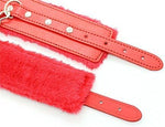 Red Fluffy Handcuffs for Ankles and Wrist with Chain Set Fuzzy Hand Cuff Set for Adults Bedroom Hand Cuffs for Women Couples Sweater Q-180