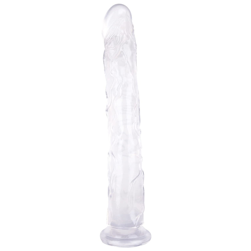 13 Inch Jelly Crystal Clear Dildo, Realistic Flexible Dildos With Powerful Suction Cup Base Large Soft Thick Anal Dildo - Clear