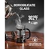 34 Ounce 1 Liter French Press Coffee Maker, Heat Resistant Thickened Borosilicate Glass Stainless Steel Brewer, Cold Brew Cafetera Teapot for Kitchen Travel Camping, Dark Pewter