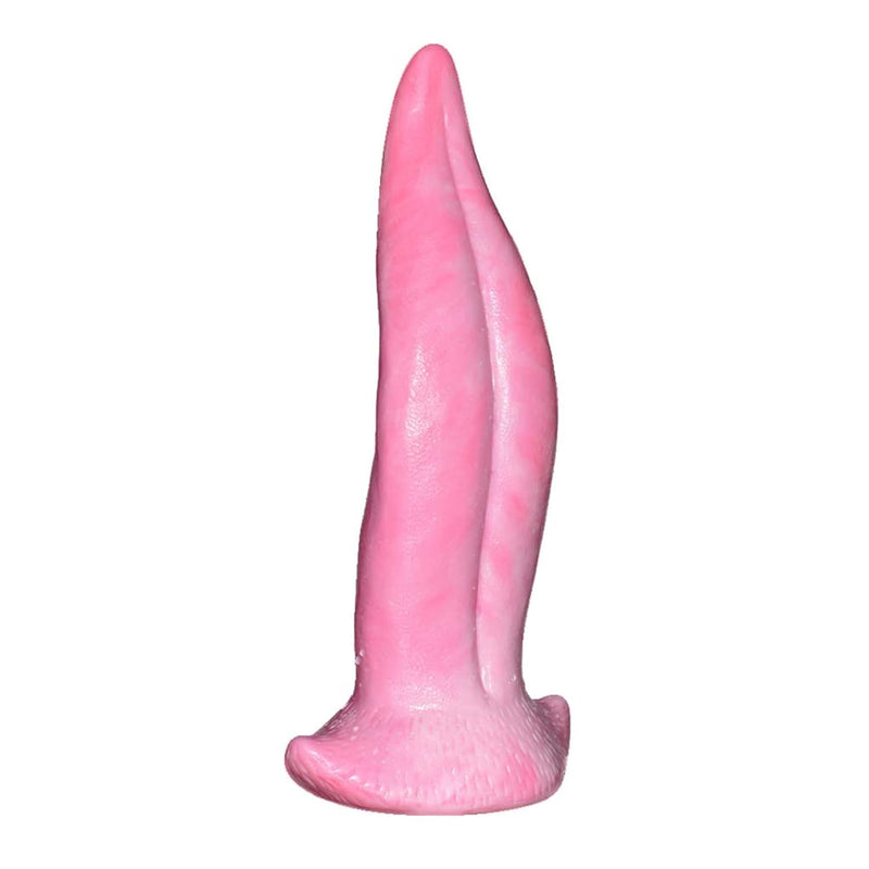 Medium Size Soft Feeling Tongue Shape Dildo Multi Colored Flexible Colorful Lover'S Gift (Pink+White)