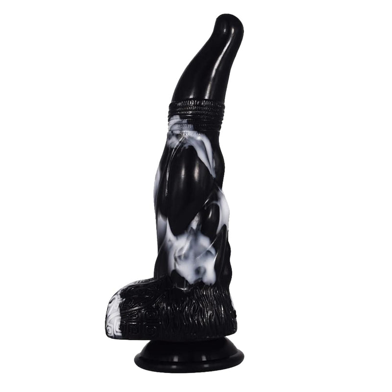 Soft Irregular Multi Colored Suction Anal Dildo Plug For Women Men Gift For Lover (Black+White)