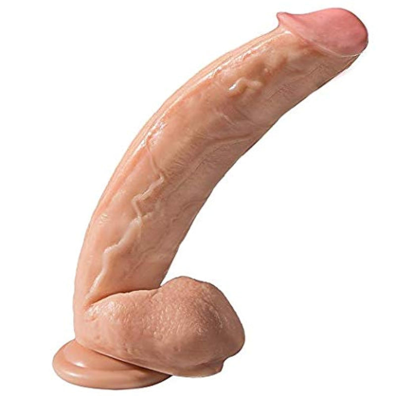 Realistic Dildo, 12 Inch Silicone Huge Penis Handsfree With Strong Suction Cup Flexible Dong Female Masturbator Big Cock For Vaginal G-Spot Anal Masturbation Massage Stick Dildo For Lady