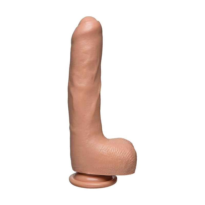 The D - Uncut D - 9 Inch With Balls - Firmskyn - 8.75" Long And 1.75" Wide - Suction Cup Base - O-Ring Harness Compatible Dildo, Vanilla