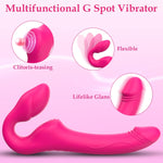 Strapless Strap-On G-Spot Dildo Vibrator with 10 Modes & Remote Control, Anti-Slip Silicone Realistic Double-Ended Vibrating Butt Plug, Adult Anal Sex Toys for Women Lesbians Couples