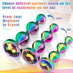 Metal Anal Beads Butt Plug Sex Toys for Men Women and Couples, Anal Trainer Pack of 3 Graduated Stainless Steel Adult Toys, Prostate Massager Mens Anal Training with Luxury Jewelry Design