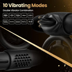 Dual Bullet Vibrating Ring - 10 Mode Couples Toy for Clitoral & G-Spot Stimulation