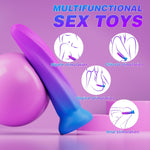 Silicone Dildo 6 inch - Suction Cup Dildo Soft Dildo for G-spot, Beginner Anal Dildo for Prostate, Fantasy Dildo with Thin Slim Purple Blue Surface, Butt Plug Adult Sex Toys Small Dildo for Men Women