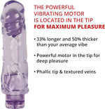 Chubby Fun Personal Vibrator, Thick Thrusting Multi Speed Dildo, Smooth Adult Sex Toy for Women & Couples, Stimulates G Spot, Adjustable Vibrations, Waterproof, 9 inch, Purple