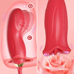 Rose Sex Toy G Spot Vibrator for Women - 4 in 1 Tongue Clitoral Vibrator with 10 Tongue Licking & 10 Finger Vibrators Nipple Anal Clit Stimulator Adult Sex Toys for Women Couples