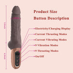 9.8 Inch Thrusting Dildo, LED Display Vibrator with 9 Thrusting & 9 Vibrating Modes, Adult Sex Toys Stimulating G Spot Anal, Realistic Silicone Dildos Sex Toy for Women and Couples