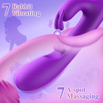 G Spot Vibrator Sex Toys-3 in 1 Adult Sex Toys 360° Rotation Vibrators with 10 Rubbing & 7 Vibrating & 7 Massaging, Waterproof Clitoral Stimulator Dildo Rabbit Vibrator Women Sex Toy (Violet)