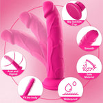 Realistic Pink Dildo Vibrator Adult Sex Toys for Women, G Spot Clitoral Stimulator Silicone Flexible Anal Dildo with 10 Strong Vibration Modes,Raised Veins and Big Suction Cup Sex Machine for Couple