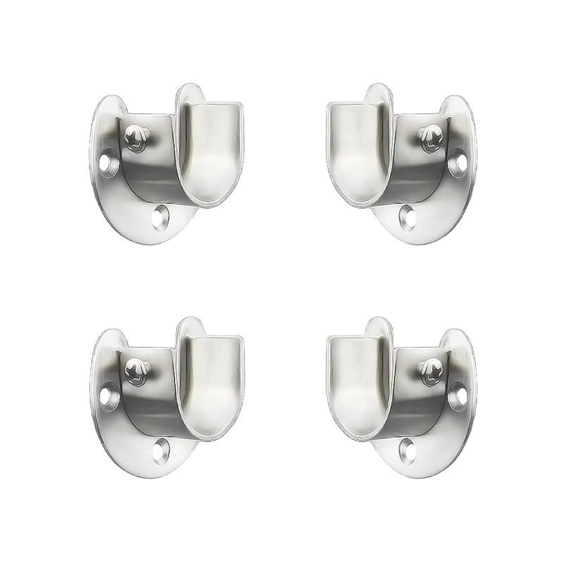 Stainless Steel Wardrobe Closet Rod Bracket, U-Shaped Open Type Socket Bracket,