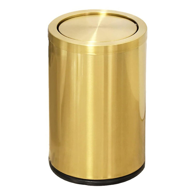 Stainless Steel Gold Trash Can With Flipping Lid 2.4Gallon Fingerprint-Proof Gar