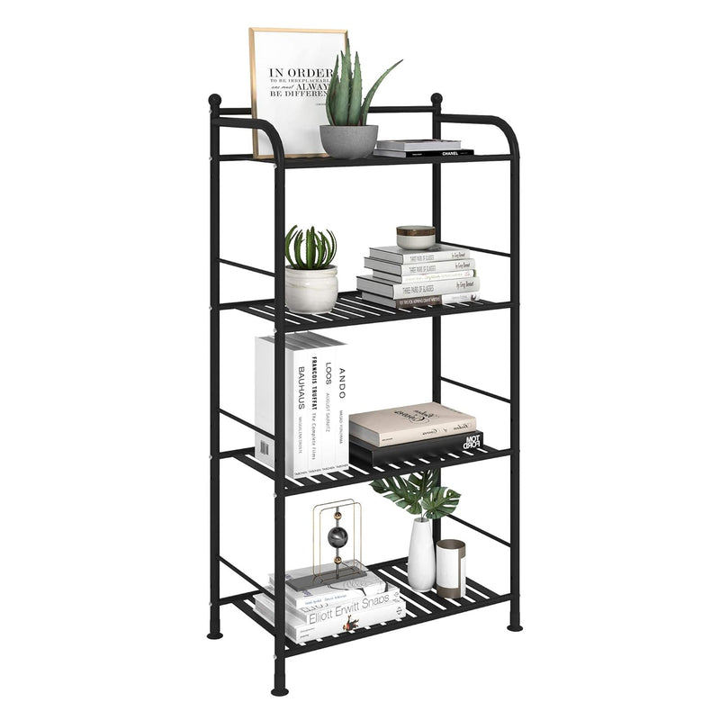 4 Tier Bathroom Storage Open Shelf Unit, Free-Standing Metal Corner Rack Shelvin