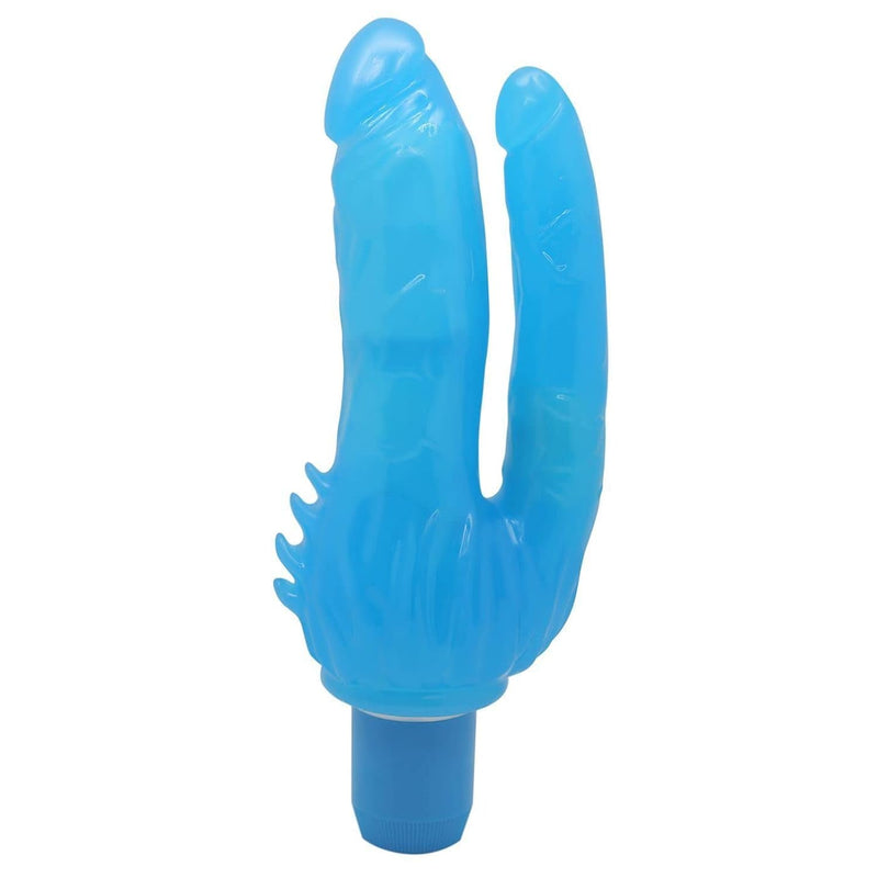 Vibrating Dual Penetrator Blue - Realistic Dildos For Double Penetration - Adjustable Multi-Speed Vibrator For Women - 8.38" & 7.88" Length - Dp Fantasy - Vaginal & Anal - Realistic Shape - 2 Cocks