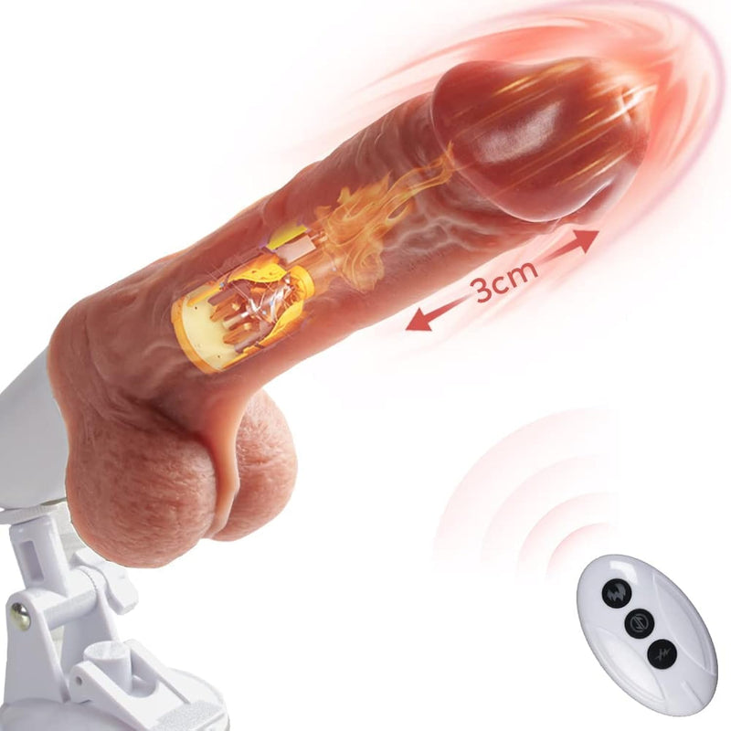 Sex Machine Thrusting Dildo Vibrator With Handle And Sucker, Big Size Realistic Dildo With 15 Thrusting Vibration Heating, Upgrade Dildo Vibrator For Advanced Player Hands-Free