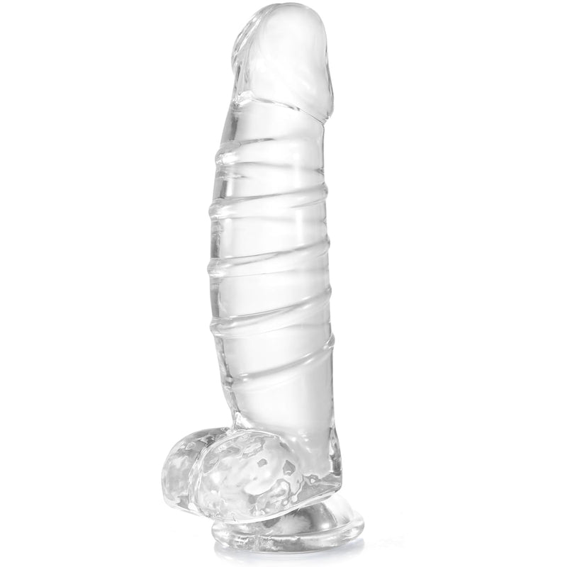 Realistic Dildo G Spot Stimulator, 12.6 Inch Huge Thick Dildos With Strong Suction Cup, Flexible Dildo With Curved Shaft & Balls, Adult Anal Sex Toy For Women Men Gay Couple (Clear Xl)