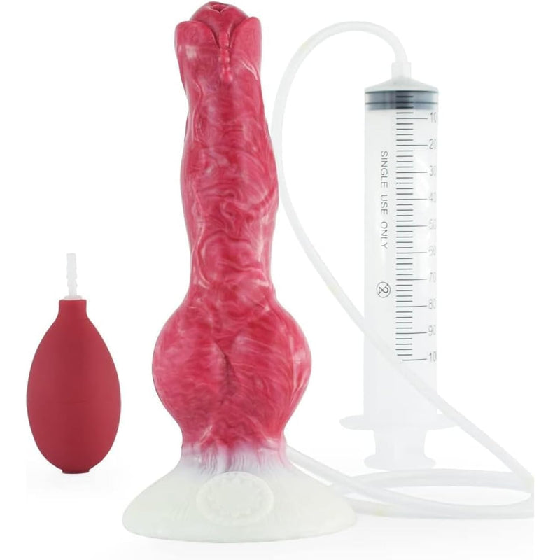 Silicone Realistic Squirting Dog Wolf Dildo With Suction Cup, Animal Dildos Thick Knot Ejaculating Prostate G-Spot Stimulation Anal Plug Buttplug Adult Sm Sex Toy For Beginner Women Men Couples