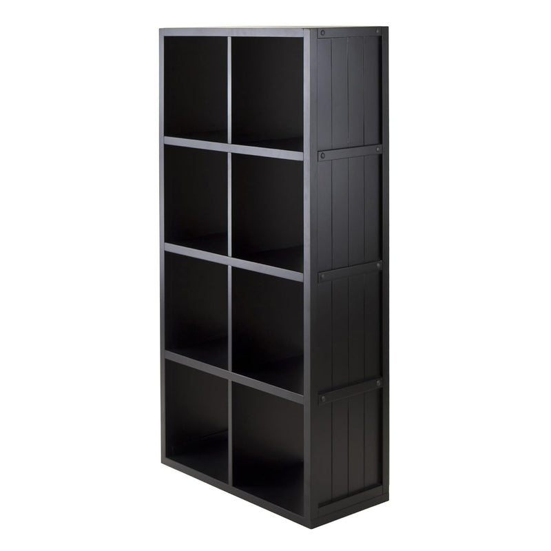 20053 4 X 2 Cube Shelf With Wainscoting Panel, Black