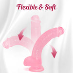 Silicone Harness Dildo 8.3'' Realistic Dildo for Beginners Women Sex Toys with Strong Suction Cup Hands-Free Play Lifelike Penis Anal Toy with Curved Shaft G Spot Adult Sex Toys(Pink)