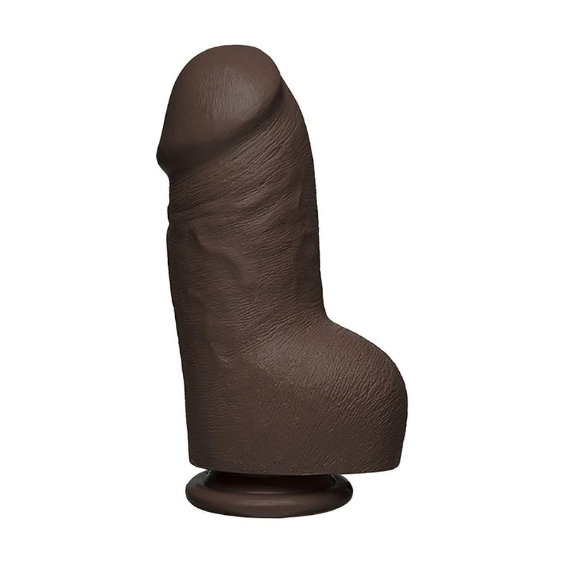 The D - Fat D - 8 Inch With Balls - Firmskyn - 8" Long And 2.75" Wide - Strong Suction Cup Base - O-Ring Harness Compatible Dildo, Chocolate