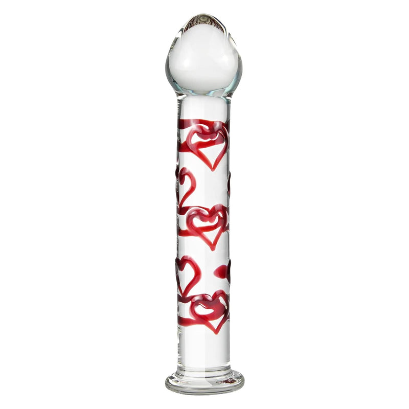 Crystal Glass Dildo Penis G-Spot Stimulation, Anal Plug Butt Plug Masturbation Stimulator Sex Toys With Red Heart Pattern Pleasure Wand Dildo Penis Sex Toys For Women Men Couple