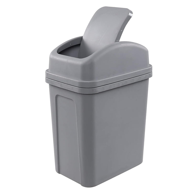 2 Gallon Small Swing Lid Trash Can, Swing-Top Garbage Can, Gray