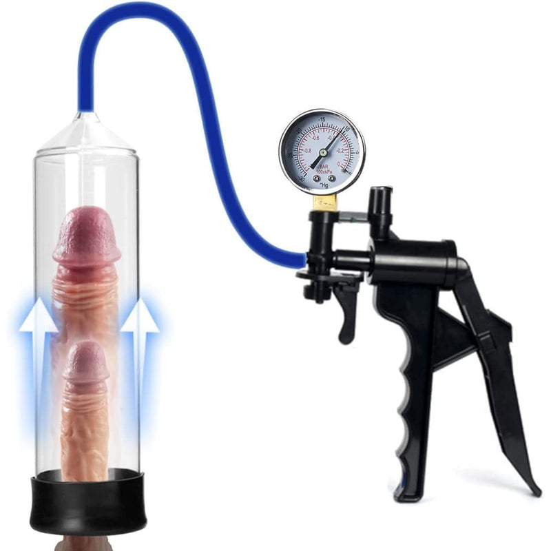 Manual Penis Pump For Men,Vacuum Penis Enlargement Pump Male Masturbators With Pistol Grip,Air Pump Adult Sex Toys Pressure Gauge For Penis Bigger,Harder,Stronger & Longer Black