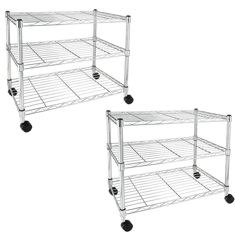 Heavy Duty 3-Shelf Shelving Unit, 24.02" D X 13.78" W X 21.97" H, 3 Tier,2-Pack