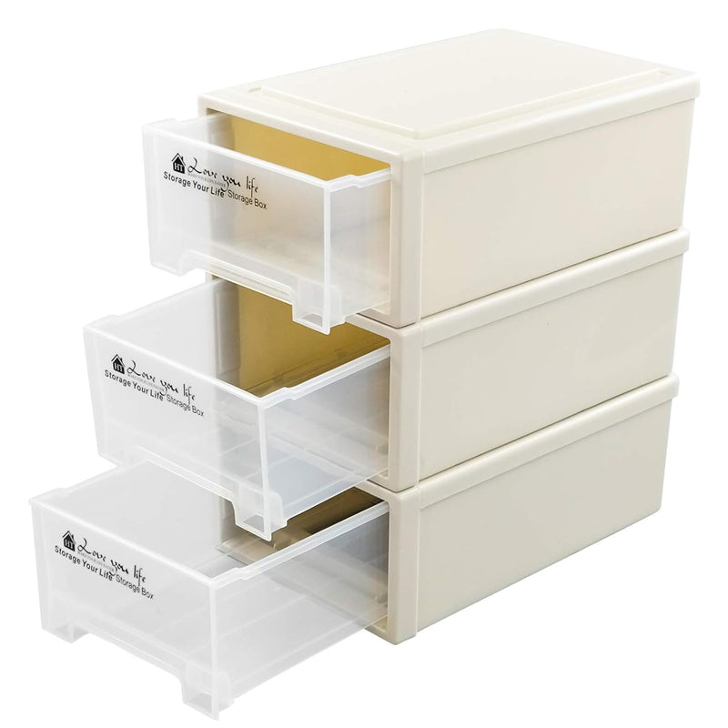 Plastic Compact Stacking Storage Drawer Unit, 6 Quart, 3 Packs