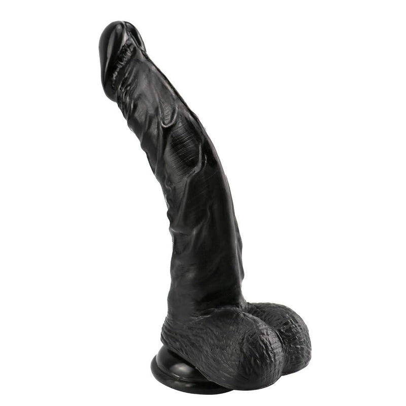 Leqc Huge Black Realistic Dildo With Strong Suction Cup Adult Sex Toys For Women Men, 9 Inch Big Soft Silicone Flexible Lifelike Dildos With Curved Shaft And Balls For Vaginal G Spot And Anal Play