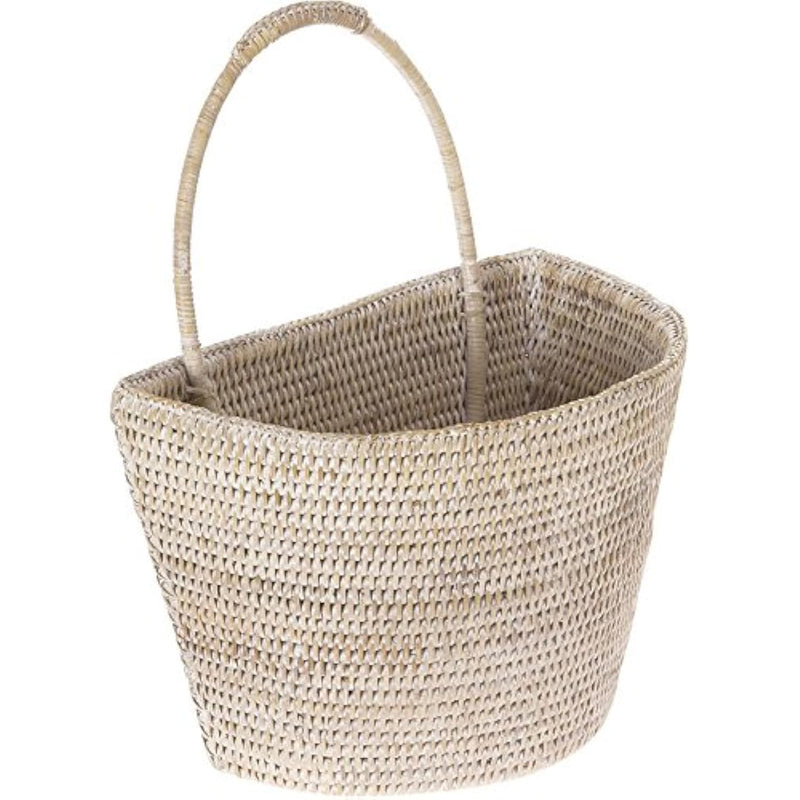 1060073 La Jolla Rattan Wall Basket, Large, White Wash, 13" X 8" X 15.5"