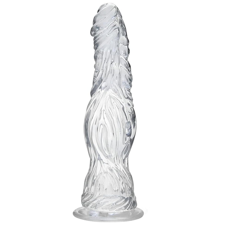 Transparent Dildo Vaginal G-Spot Massage Adult Toy Prostate Intense Stimulation Anal Plug Novel Alien Beast Penis Shape Sex Toy Vein Texture Dildo With Strong Suction Cup (10 Inch) (M)