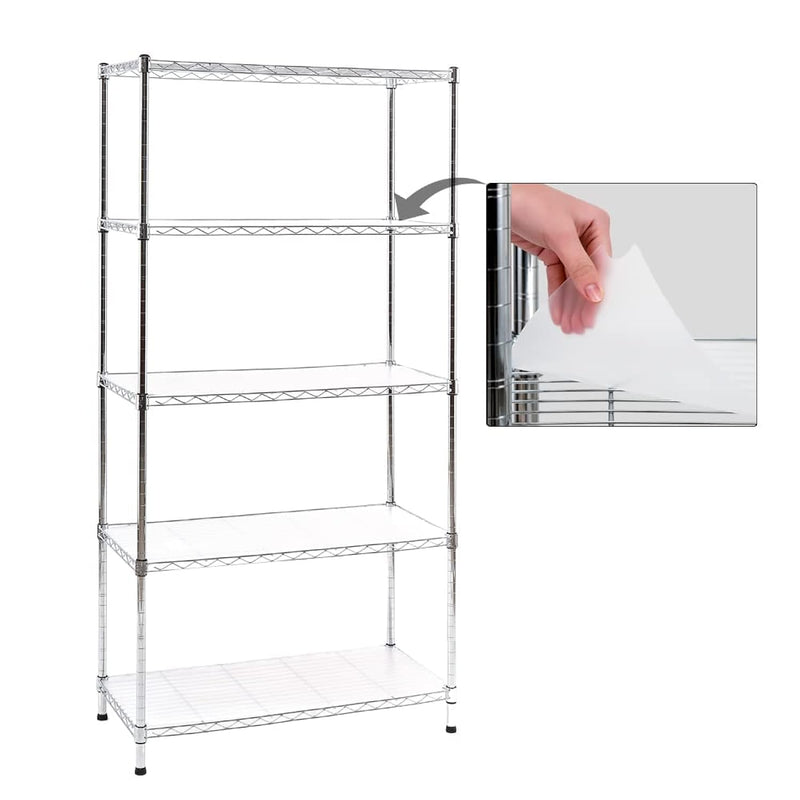 Efine Chrome 5-Shelf Shelving Unit With Shelf Liners Set Of 5, Adjustable, Steel