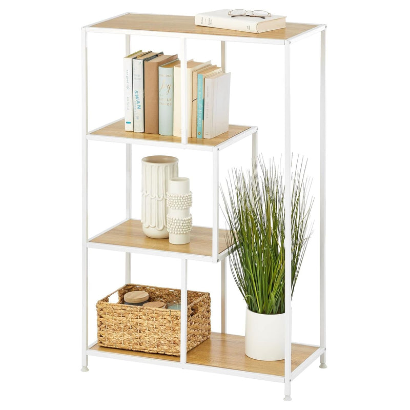 Mdesign Mid Century Metal Decor Storage Book Shelf Organizer - 4-Tier - Use In B