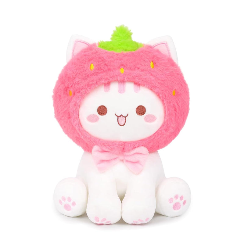 Cute Strawberry Cat Plush Toy 10" Kawaii Kitten Stuffed Animal, Cat Strawberry