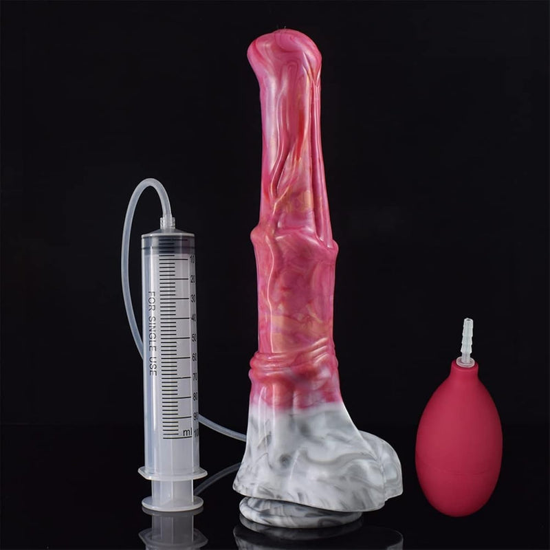 12 Inch Realistic Squirting Dildo Ejaculating Lifelike Knotted Dildo Large Horse Dildo Anal Dildo With Suction Cup Adult Sex Toy For Women - Red Grey