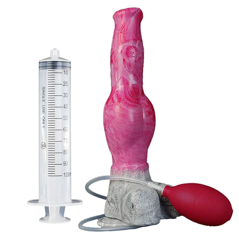 Multi Color Big Knot Silicone Made Artificial Dog Dildo Squirting Dildo Wolf Canine Style Knotty With Knot Suction (Red+Pink+Grey)