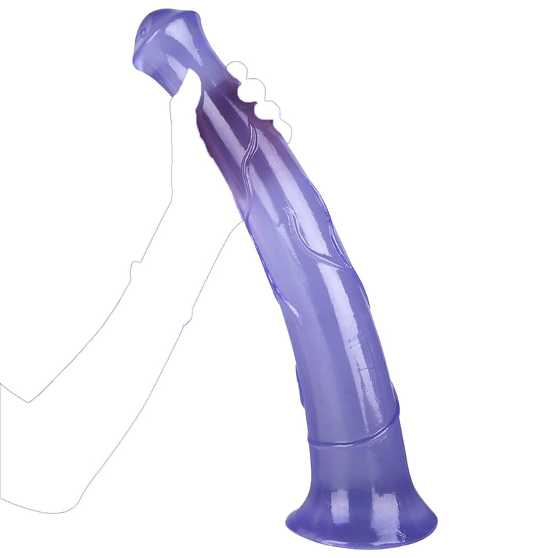 Huge Long Horse Dildo 17.32 Inch Simulation Animal Large Anal Plug Horse Dildos Waterproof Suitable For Advanced Experience Women Couples (Blue)