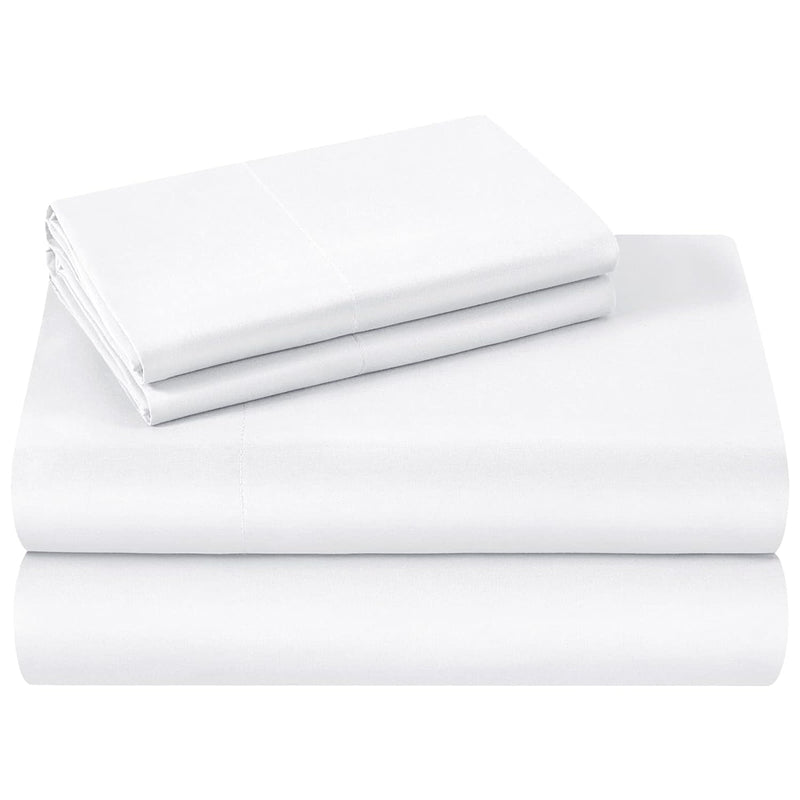 Queen Size Bed Sheets - 4 Piece Set (White) - Extra Soft Brushed Microfiber 1800 Bedding Sheets, Deep Pocket, Wrinkle & Fade Free