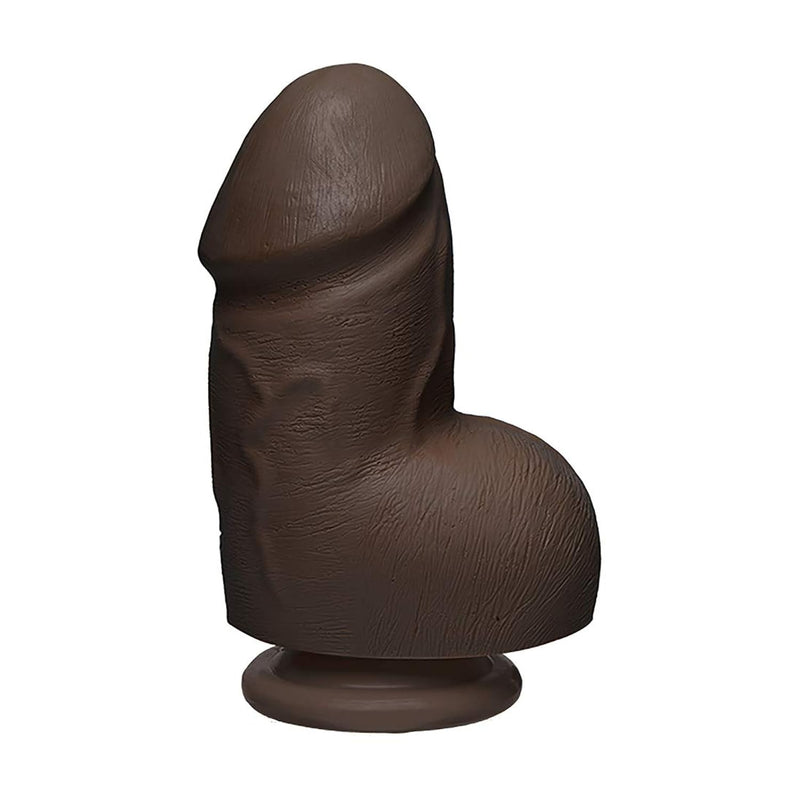 The D - Fat D - 6 Inch With Balls - Ultraskyn - 6.25" Long And 2.75" Wide - Strong Suction Cup Base - O-Ring Harness Compatible Dildo, Chocolate