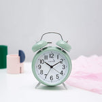 {Loud Alarm for Deep Sleepers) 4'' Twin Bell Alarm Clock with Backlight for Bedroom and Home Decoration(Green)