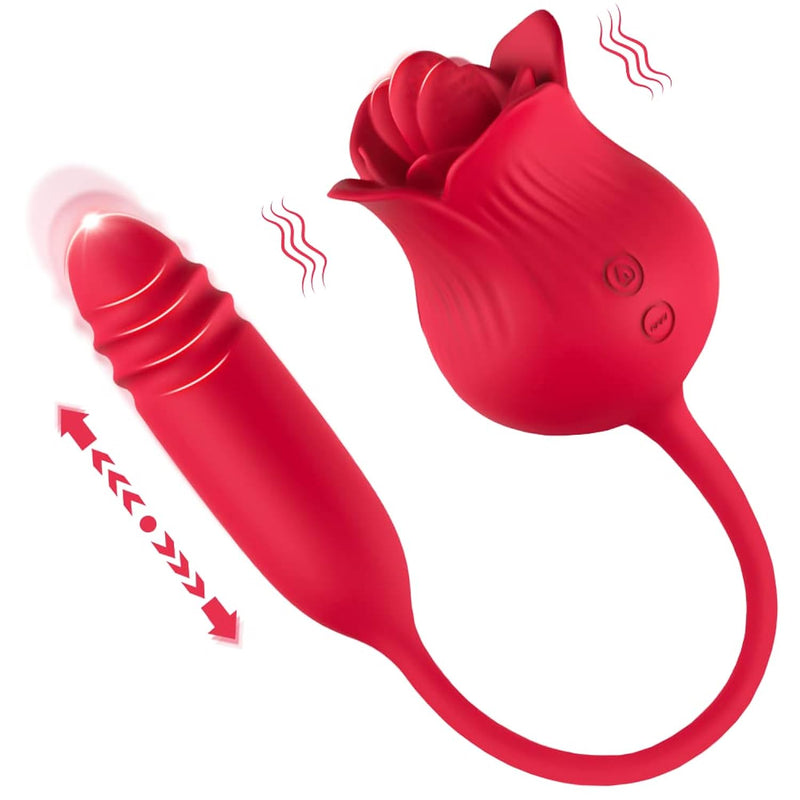 Rose Sex Toy Vibrator For Women, Tongue Licking And G Spot Bullet Thrusting Vibrator With 10 Modes, Clitoral Stimulator Massager For Women Adult Couples Pleasure