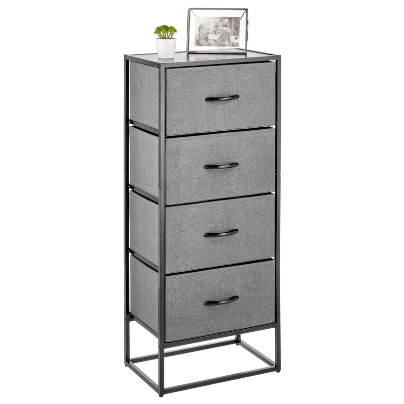 Tall, Vertical 4-Drawer Dresser Storage Tower - Sturdy Steel Frame, Easy Pull Fa