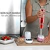 Electric Immersion Hand Blender 300 Watt 2 Mixing Speed with Stainless Steel Blades, Powerful Portable Easy Control Grip Stick Mixer Perfect for Smoothies, Puree Baby Food & Soup, Red