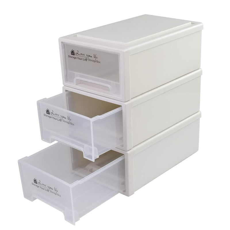 6 Quart Stacking Storage Drawer Unit Front Box, 3 Packs