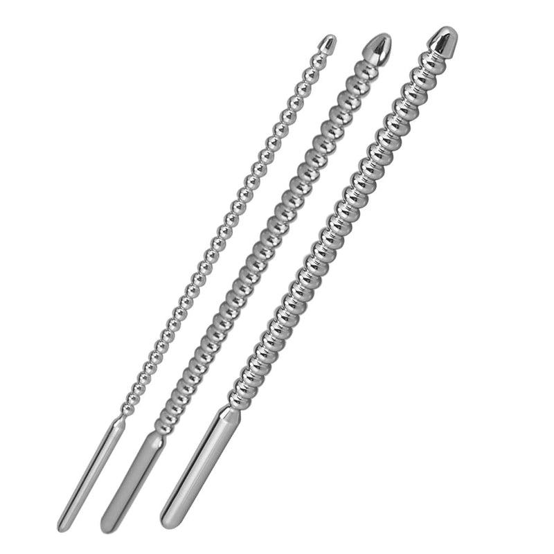 Urethral Sounds, 3 Pcs Set Stainless Steel Penis Plug With Multi Beads Smooth Urethral Dilators Masturbation Rod Bladder Stimulation For Men